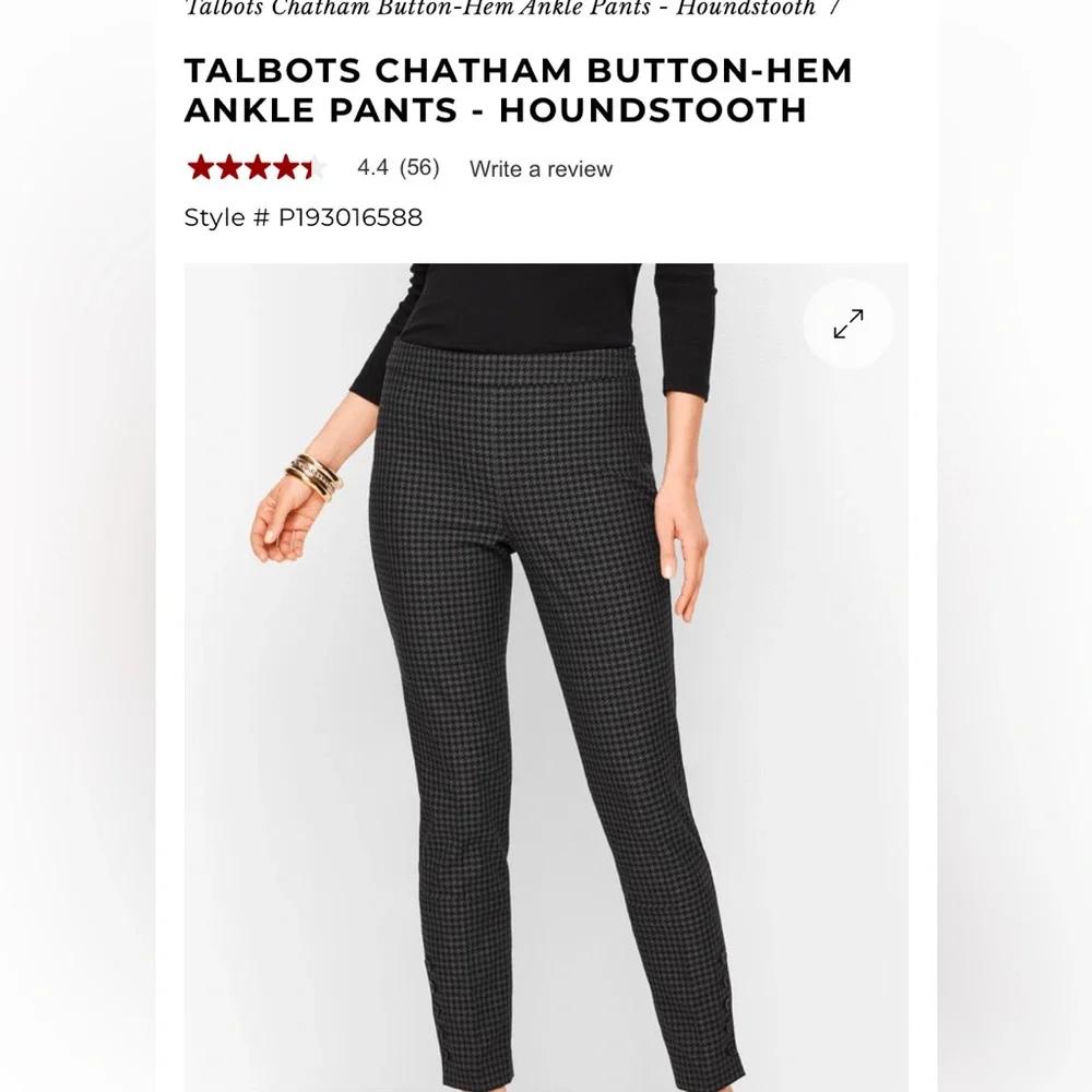 Talbots skinny ankle  Chatham Button hem ankle pants- houndstooth.NWT. Retail 99
